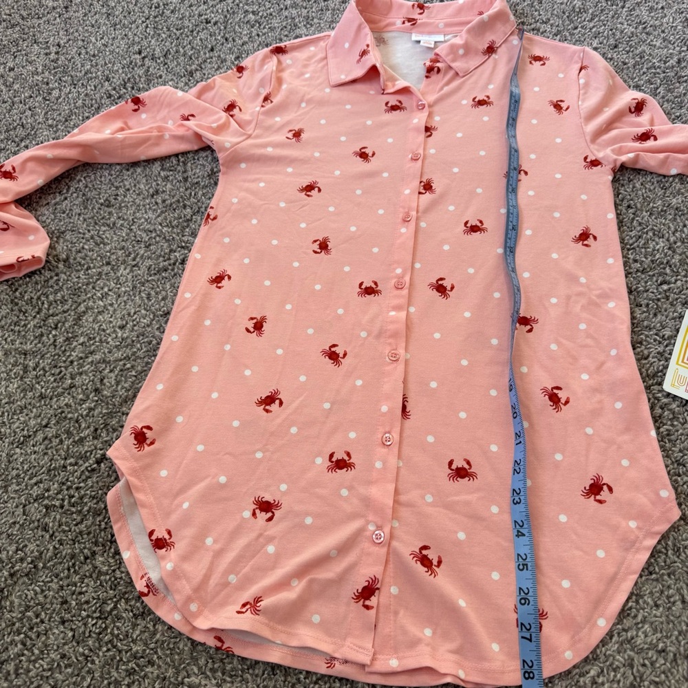 NWT LuLaRoe Valentina Women's Shirt Size XS Pink Long Sleeve Button Down Top - Picture 7 of 9